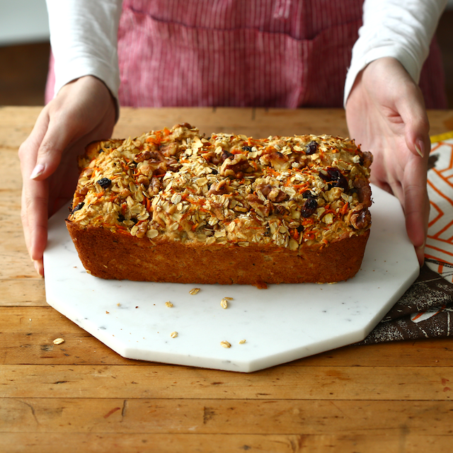 baked carrot bread ready to be served