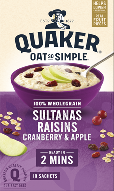 Quaker Oat So Simple Sultanas, Raisins, Cranberry & Apple