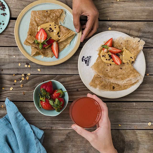 Strawberry, Cashew Butter & Cacao Nibs Crepes